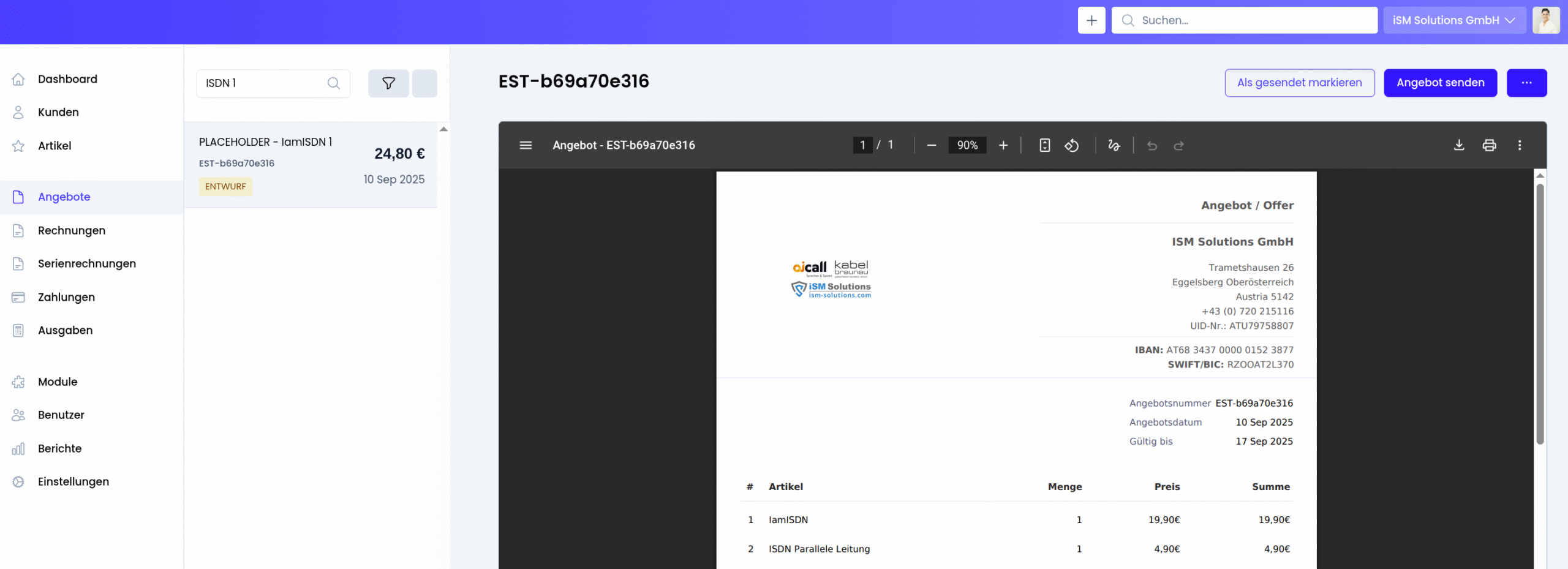 Rechnung Screenshot 2